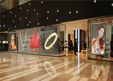P3.91 - P7.82 Full Color LED Transparent Video Glass Screen For Shop Window